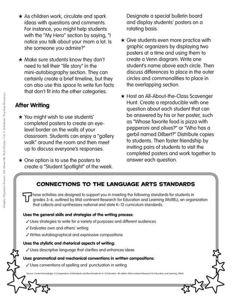 Graphic Organizer Posters: All-About-Me Web (Grades 3-6)