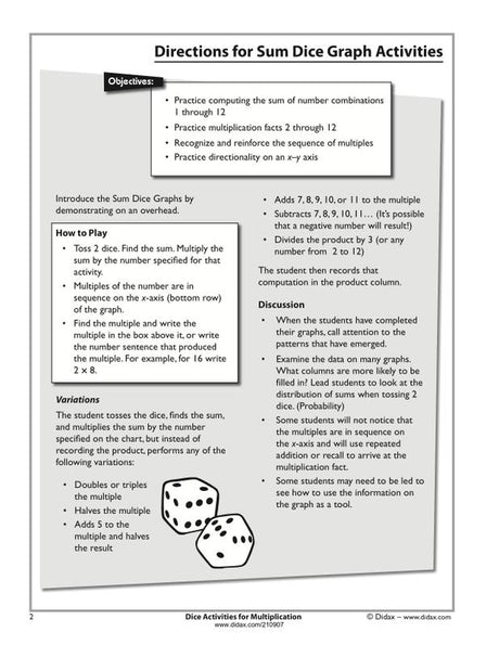 Dice Activities for Multiplication