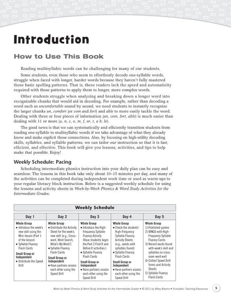 Week-by-Week Phonics & Word Study Activities for the Intermediate Grades