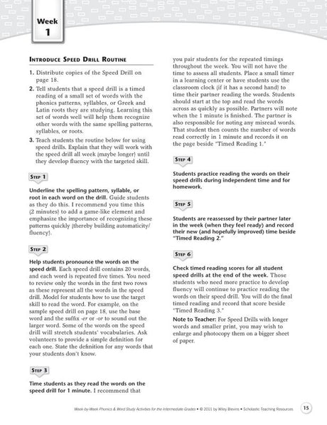 Week-by-Week Phonics & Word Study Activities for the Intermediate Grades