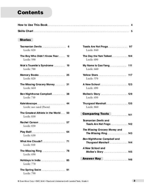 Read & Understand with Leveled Texts, Grade 4