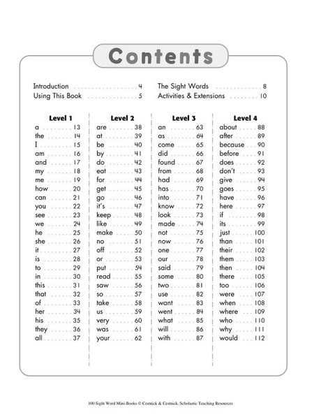 100 Sight Word Mini-Books