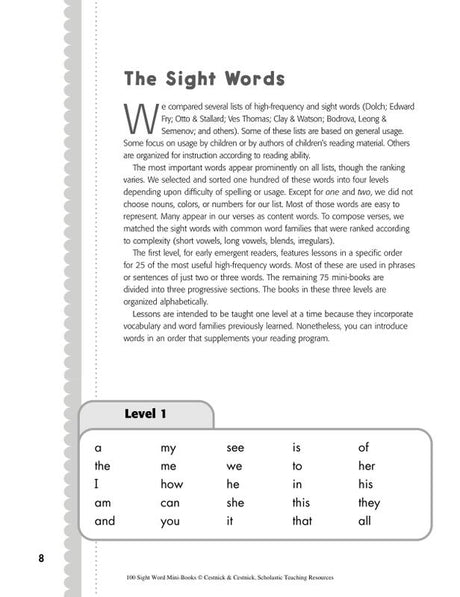 100 Sight Word Mini-Books