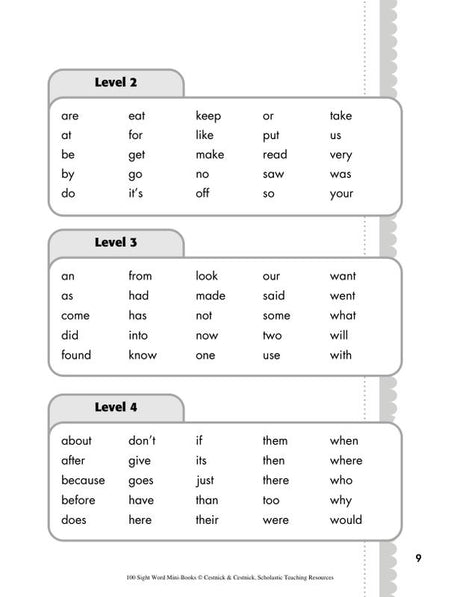 100 Sight Word Mini-Books