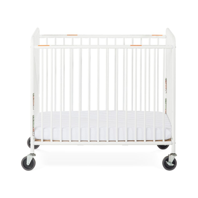 Chelsea™ Compact Steel Non-Folding Crib, Slatted, 4" Evacuation Casters