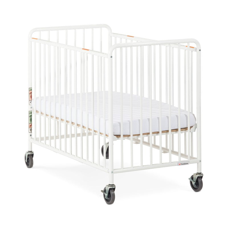 Chelsea™ Compact Steel Non-Folding Crib, Slatted, 4" Evacuation Casters