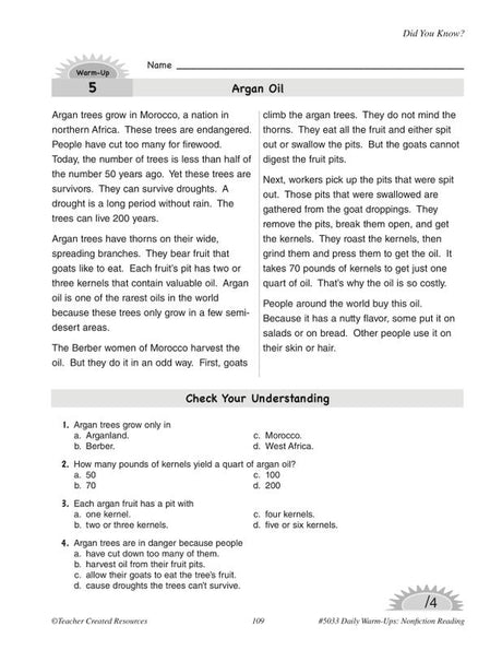 Daily Warm-Ups: Nonfiction Reading Grade 3