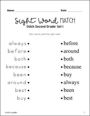 Second Grade Sight Words Bundle - Dolch 2nd Grade Sight Word Worksheets, Printables, Flash Cards, And More - 24 Activities