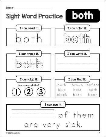 Dolch Sight Words Worksheets, Sight Word Practice Bundle, Includes All 220 Dolch Sight Words, Grades PreK-3, 220 Pages