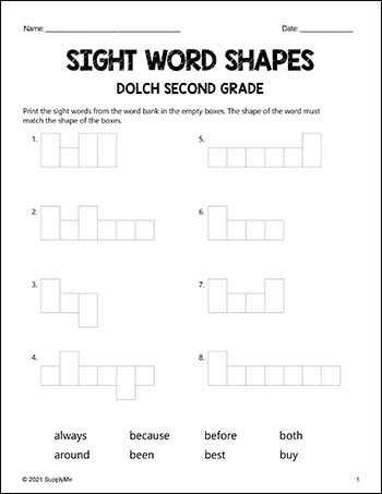 Second Grade Sight Words Bundle - Dolch 2nd Grade Sight Word Worksheets, Printables, Flash Cards, And More - 24 Activities