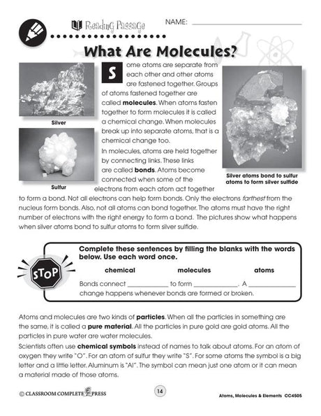 Matter & Energy Series Atoms Molecules & Elements