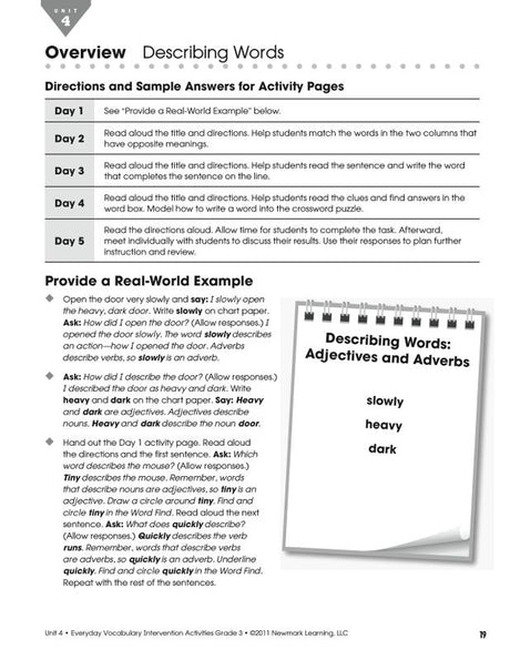 Everyday Vocabulary Intervention Activities, Grade 3