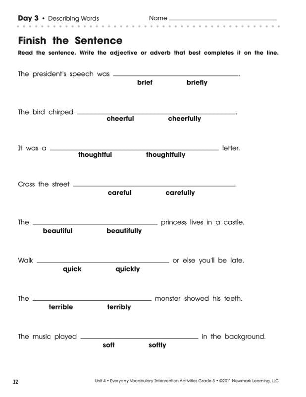 Everyday Vocabulary Intervention Activities, Grade 3