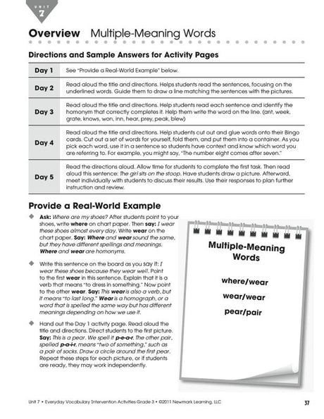 Everyday Vocabulary Intervention Activities, Grade 3