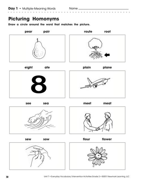 Everyday Vocabulary Intervention Activities, Grade 3