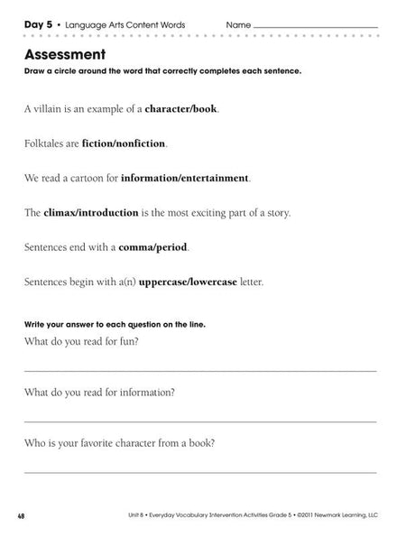 Everyday Vocabulary Intervention Activities Gr 5 