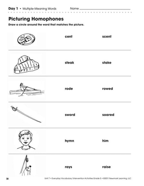 Everyday Vocabulary Intervention Activities Gr 5 
