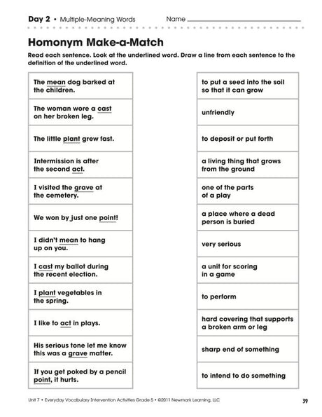 Everyday Vocabulary Intervention Activities Gr 5 