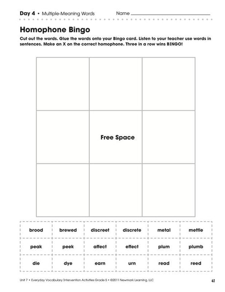Everyday Vocabulary Intervention Activities Gr 5 