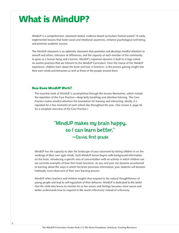 Mind Up Program Script Scholastic The MindUP Curriculum: Grades PreK–2 | SC-526712 – SupplyMe