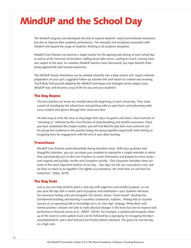 Mindup Program Scholastic The MindUP Curriculum: Grades 6–8 | SC-526714 – SupplyMe