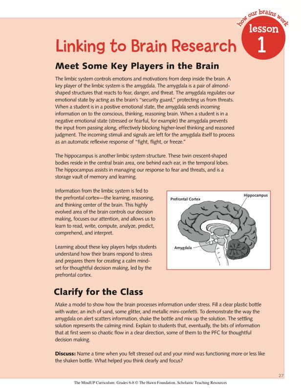 Mind Up Program Script Scholastic The MindUP Curriculum: Grades 6–8 | SC-526714 – SupplyMe