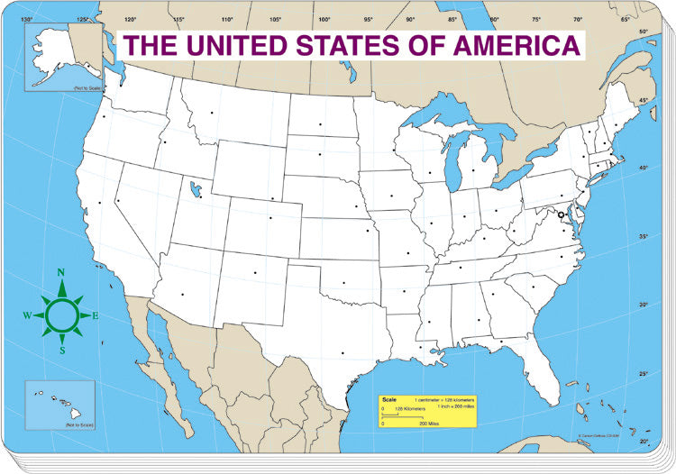 Jumbo U.S. Map Pad, Blank