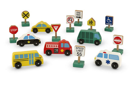Wooden Vehicles And Traffic Signs 