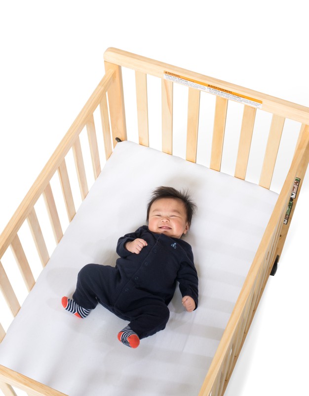 SafetyCraft® Compact Fixed-Side Crib, Slatted, Natural