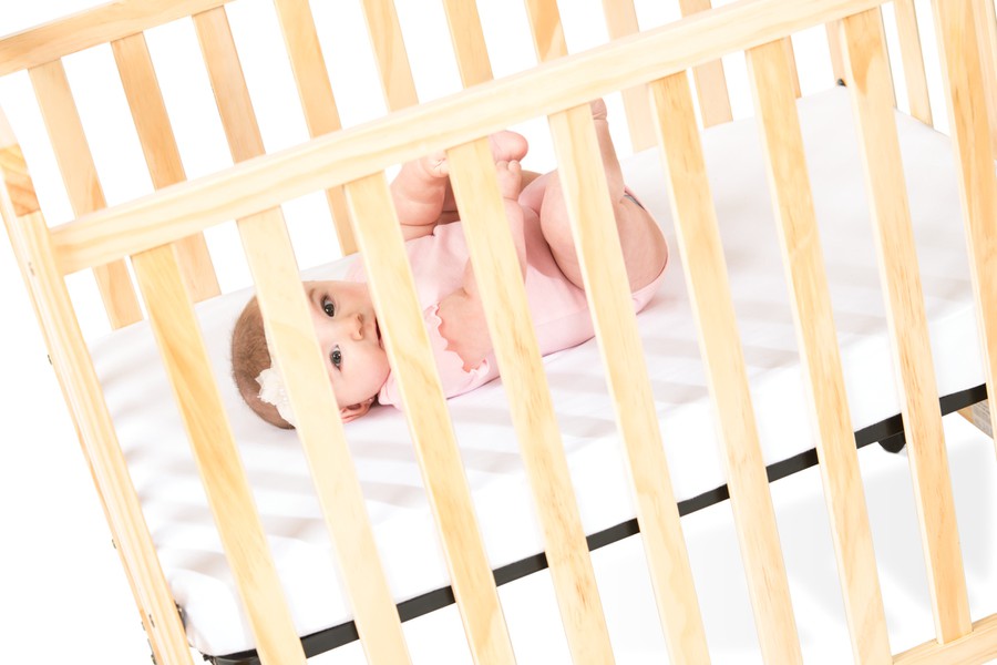 SafetyCraft® Compact Fixed-Side Crib, Slatted, Natural