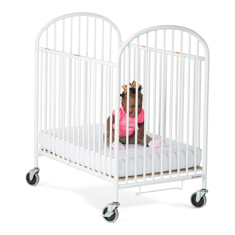 Pinnacle™ Compact Steel Folding Crib, White with Foam Mattress