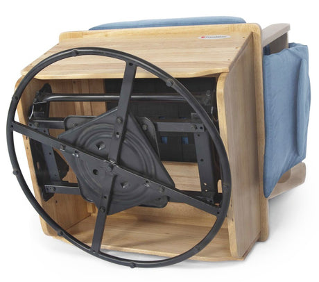 SafeRocker™ Swivel Glider, Natural Base with Blue Cushions