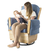 SafeRocker™ Swivel Glider, Natural Base with Blue Cushions