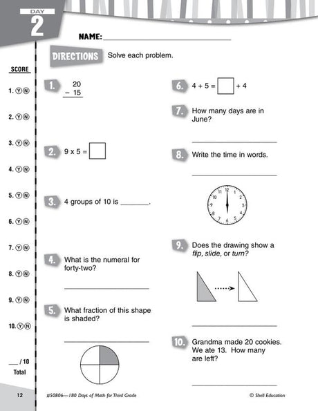 180 Days Of Math Gr 3