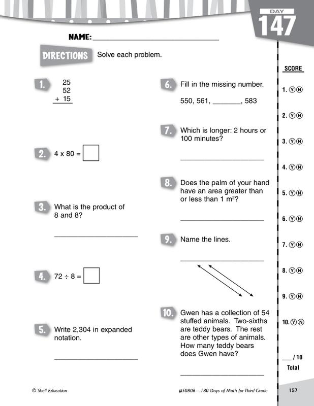 180 Days Of Math Gr 3