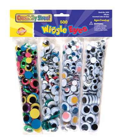 Chenille Kraft Peel & Stick Wiggle Eyes - 137-Piece Black Assortment, 4 Sizes (7mm To 15mm)