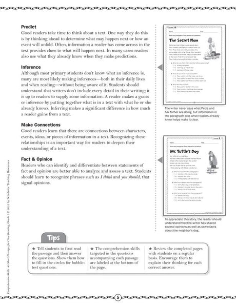 Comprehension Skills: 40 Short Passages for Close Reading: Grade 1