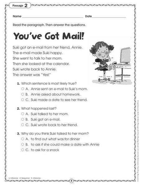 Comprehension Skills: 40 Short Passages for Close Reading: Grade 1