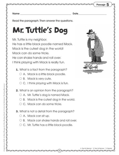 Comprehension Skills: 40 Short Passages for Close Reading: Grade 1