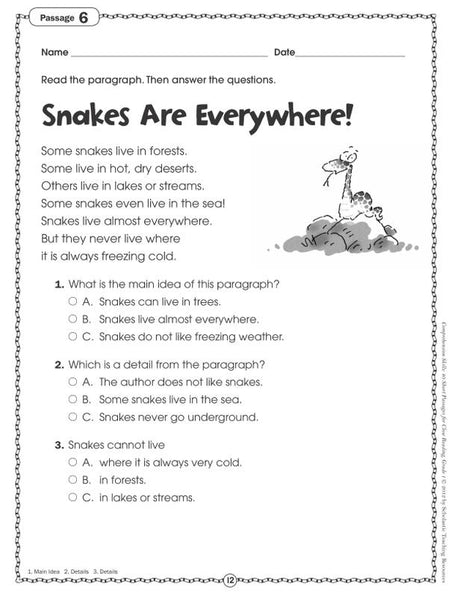 Comprehension Skills: 40 Short Passages for Close Reading: Grade 1