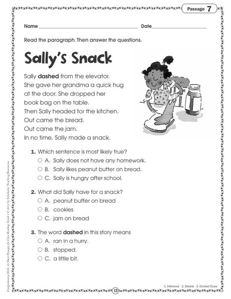 Comprehension Skills: 40 Short Passages for Close Reading: Grade 1