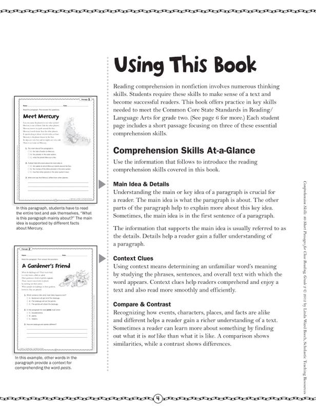 Comprehension Skills: 40 Short Passages for Close Reading: Grade 2