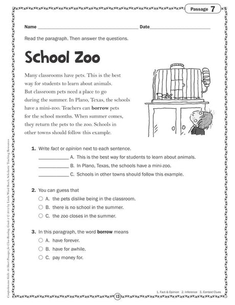 Comprehension Skills: 40 Short Passages for Close Reading: Grade 2