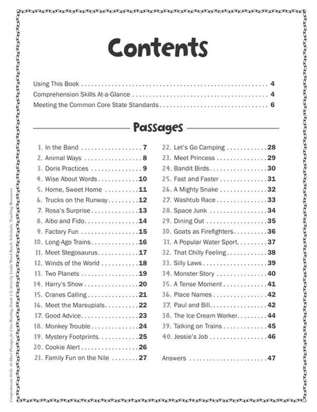 Comprehension Skills: 40 Short Passages for Close Reading: Grade 3