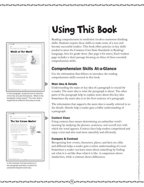 Comprehension Skills: 40 Short Passages for Close Reading: Grade 3