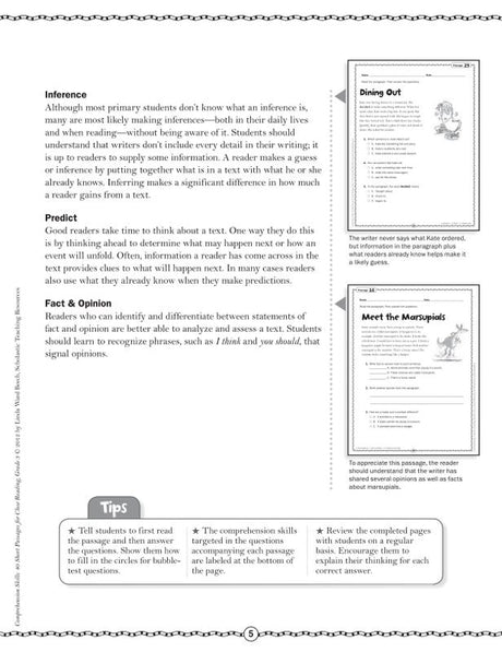 Comprehension Skills: 40 Short Passages for Close Reading: Grade 3