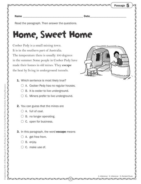 Comprehension Skills: 40 Short Passages for Close Reading: Grade 3