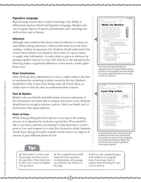 Comprehension Skills: 40 Short Passages for Close Reading: Grade 4