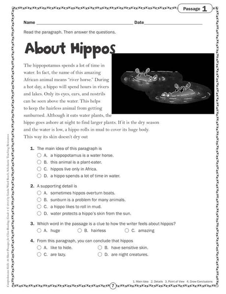 Comprehension Skills: 40 Short Passages for Close Reading: Grade 4