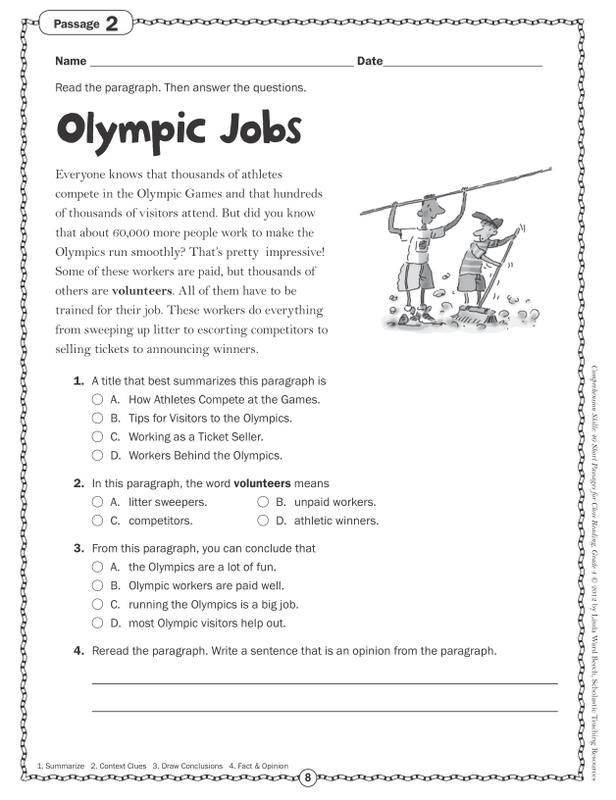 Scholastic Comprehension Skills: 40 Short Passages for Close Reading ...
